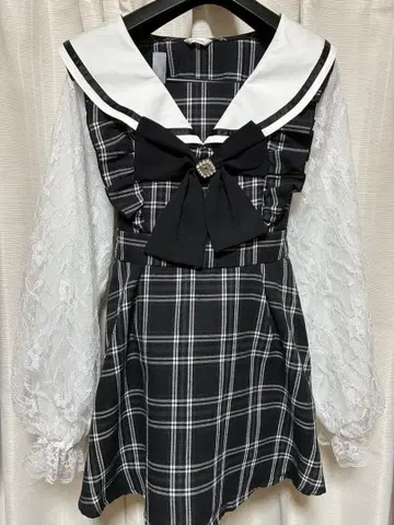 Majoretty 세일러 카라 체크 셋업