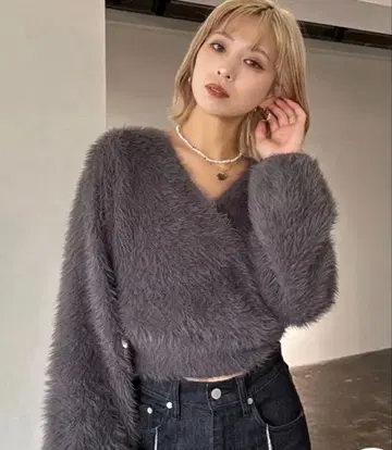 [ EMODA ] 2WAY 샤기 니트 그레이