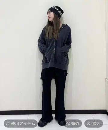 [택 포함 미사용] JEANASIS Fade 컬러 ZIP 후디 블랙 L