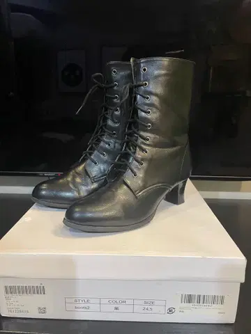 졸업식 하카마 레이스업 부츠 블랙