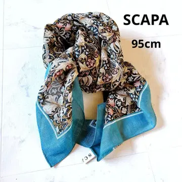 SCAPA 보타니컬 플라워 프린트 울 실크 스카프 95 x 95
