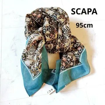 SCAPA 보타니컬 플라워 프린트 울 실크 스카프 95 x 95