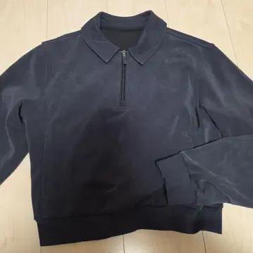 블랙 softstream 지퍼 달린 폴로넥 맨투맨