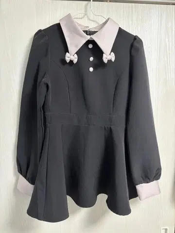 pium 리본 컬러 긴팔 셋업 블랙