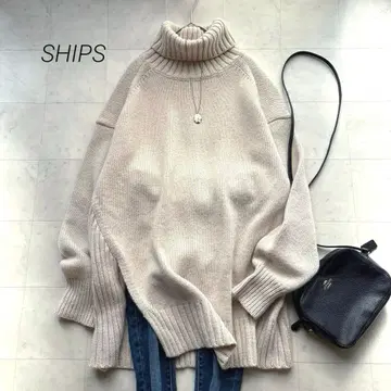 쉽스 알파카 혼방 터틀넥 니트 아이보리 M 사이즈 스웨터