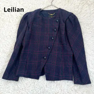 레리안 울 캐시미어 실크 혼방 체크 아지메 자켓 레트로