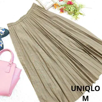 컨디션 최상 UNIQLO 플리츠 스커트 ( M ) 브라운/체크