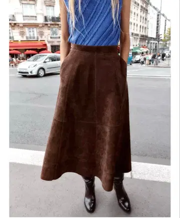 ZARA 이번 시즌 새상품 천연 가죽 플레어 스커트 완판