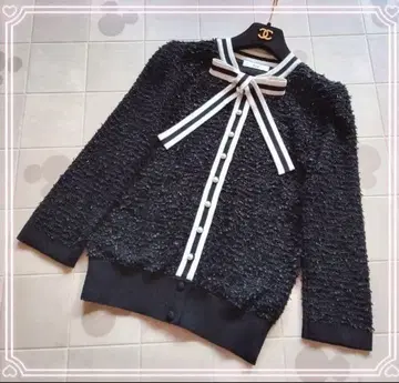 르네 Rene 보타이 리본 트위드 가디건