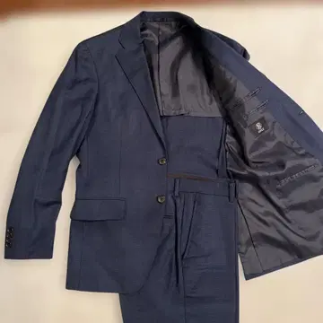 ONLY 다크 블루 체크 무늬 비즈니스 정장