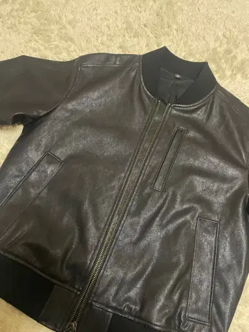 GU 가죽 집업 블루종