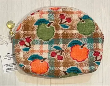 러브러리 바이 페이러 레트로 후르츠 체크 쉘형 파우치 M 베이지