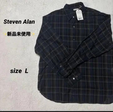 [ 미사용 새상품 ] Steven Alan 체크 셔츠 L 네이비 계열