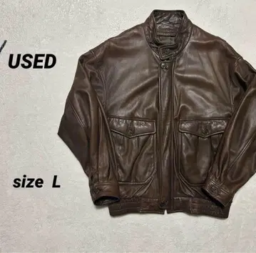 [ 구제 의류 ] 가죽 자켓 플라이트 자켓 L 브라운
