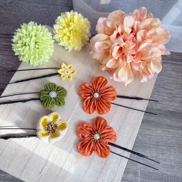 헤어 액세서리 오렌지 x 옐로우 그린 세트