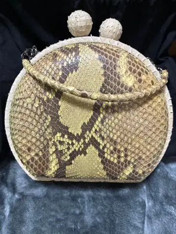 뱀 가죽 원형 클러치백 수납 봉투 포함