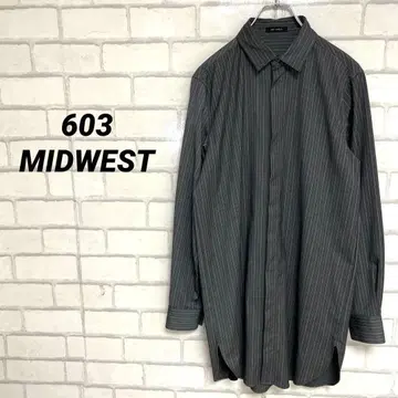 603 MIDWEST 롱 기장 핀스트라이프 셔츠 차콜 그레이 일본제