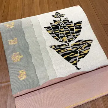 레어 더스티 핑크의 멋스러운 직조 하치몬 나고야 오비 외출~평상복 레어