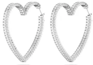 스와로브스키 매트릭스 후프 귀걸이 하트형 대 화이트