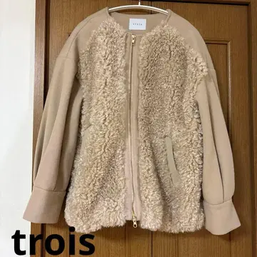 trois 노카라 보아 코트 베이지 F