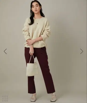 ADAM ET ROPE 버건디 하이웨스트 슬랙스