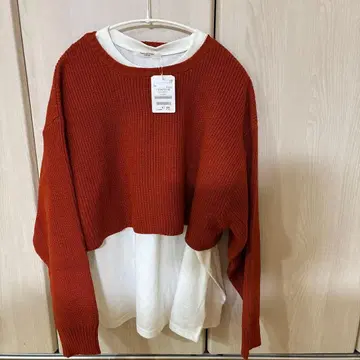 FREAK'S STORE 오렌지 컬러 니트 레이어드 F 사이즈