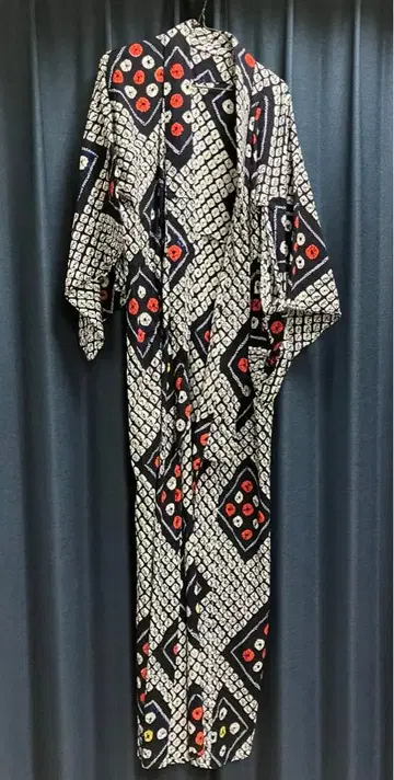 염색 유카타 기하학 패턴 중고