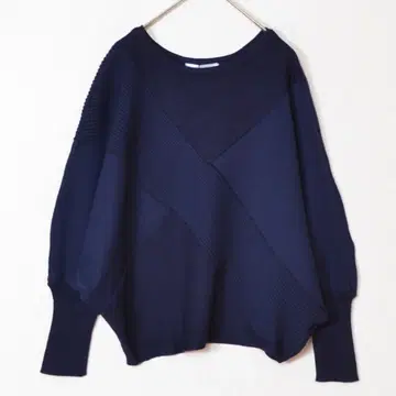 M (넉넉한 핏) 돌먼 니트 풀오버 스웨터 여성용/네이비