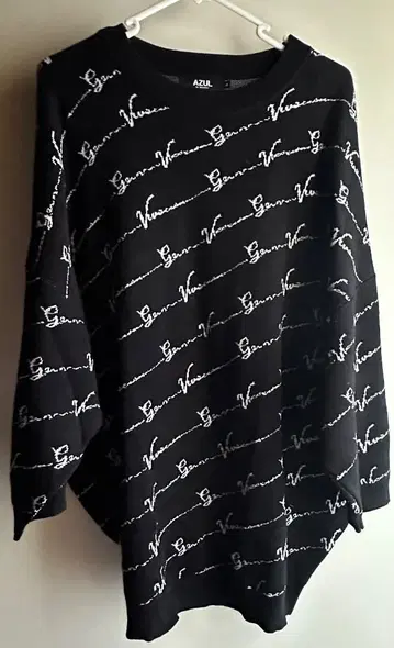 컨디션 최상 아즐 로고 롱 니트 7부 소매 블랙 FREE 사이즈