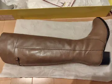 브라운 가죽 롱 부츠