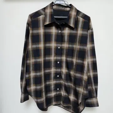 스픽 앤 스팬 메탈 버튼 TR 체크 루즈 셔츠 블랙/브라운