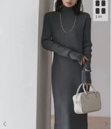 리브 하이넥 원피스 38