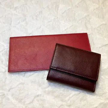 새상품 이단 접이식 삼단 접이식 지갑 세트 컴팩트 고급 빨간색 남녀