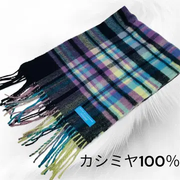 캐시미어 100% 체크 무늬 머플러