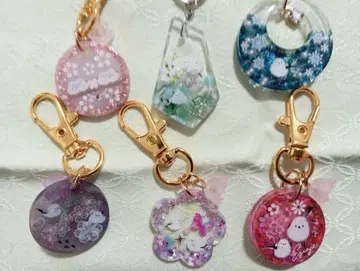 레진 시마연가 키링 참 포함 6개 세트