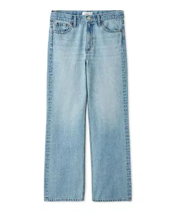 미라 오웬 미드 라이즈 스트레이트 데님 팬츠 라이트 블루