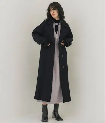 PUBLIC TOKYO 롱 체스터 코트 블랙