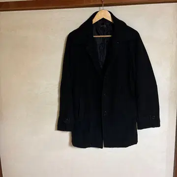 블랙 울 혼방 코트