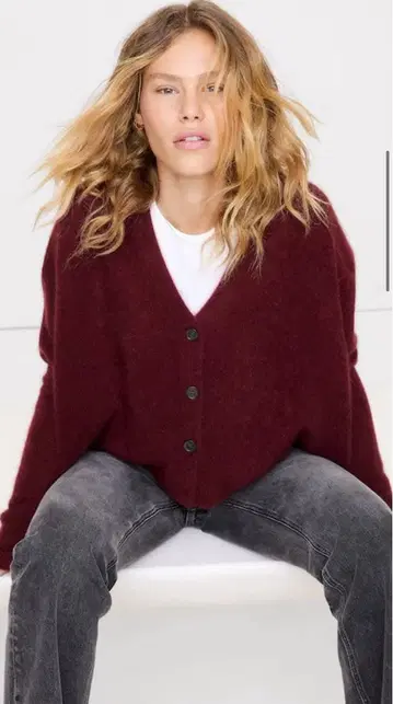 캐시미어 100 오버 사이즈 라이트 웨이트 브러쉬드 가디건