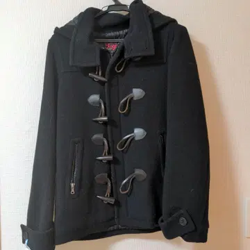 X-GIRL 블랙 후드 부착 더플 코트