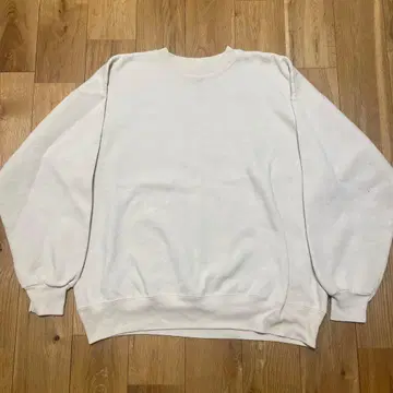 90s Hanes 헤인즈 무지 맨투맨 블랭크 아이보리 크롭