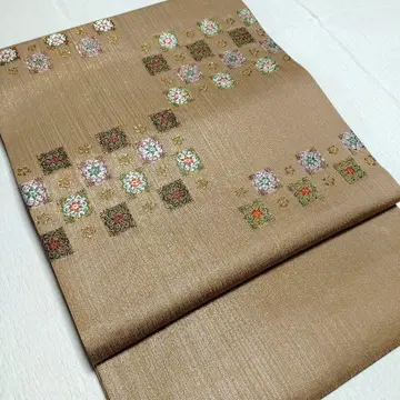 나고야 오비 모카 베이지 순수 실크