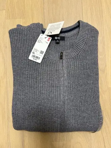 유니클로 크루넥 풀 집업 가디건 XL