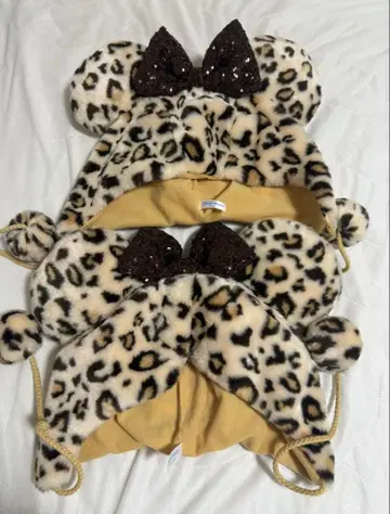 레오파드 무늬 팬캡 2개 세트 미니 디즈니