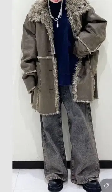 JEANASIS 리버서블 무스탕 퍼 블루종