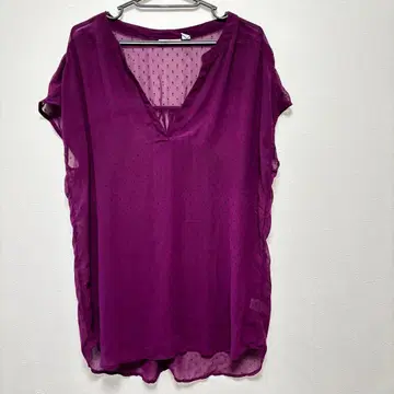 할로겐 퍼플 도트 무늬 반팔 셔츠 L