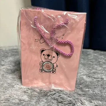 곰 모양 기프트 박스 핑크 로즈 목걸이