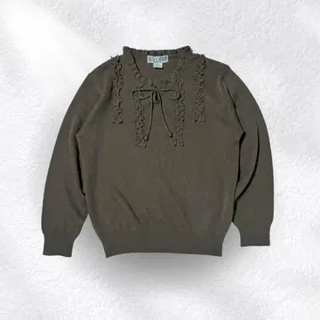 모카 니트 프릴 디자인 리본 M 아크릴 혼방 가을/겨울 오피스 캐주얼