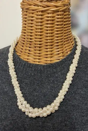 화이트 펄 다층 목걸이