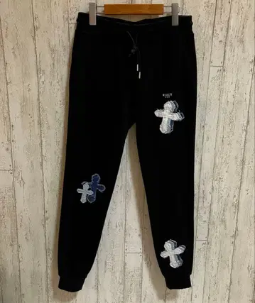 LUXE/R 크로스 데님 부착 스웨트 팬츠